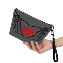 Load image into Gallery viewer, Ti Amo I love you - Exclusive Brand  - Davy&#39;s Grey - Skeleton Hands with Heart - Sling Cosmetic Bag
