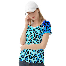 Load image into Gallery viewer, Ti Amo I love you - Exclusive Brand  - Curious Blue / Bright Turquoise  / Ice Cold Leopard - Women&#39;s T shirt
