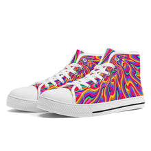 Load image into Gallery viewer, Ti Amo I love you - Exclusive Brand - Rainbow  - High-Top Canvas Shoes With Customized Tongue - White
