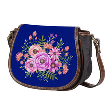 Load image into Gallery viewer, Ti Amo I love you - Exclusive Brand - Dark Imperial Blue - Floral Bouquet - Saddle Bag
