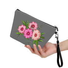 Load image into Gallery viewer, Ti Amo I love you - Exclusive Brand  - Dove Gray - Pink Floral - Sling Cosmetic Bag
