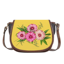 Load image into Gallery viewer, Ti Amo I love you - Exclusive Brand - Mustard Yellow - Pink Floral - Saddle Bag
