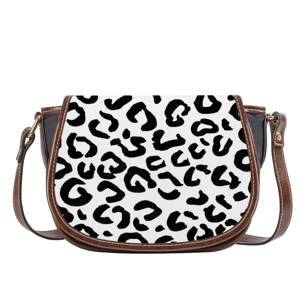 Ti Amo I love you - Exclusive Brand - White & Black Animal Pattern - Saddle Bag
