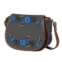 Load image into Gallery viewer, Ti Amo I love you - Exclusive Brand - Davy&#39;s Grey - Blue Floral 2 - Saddle Bag
