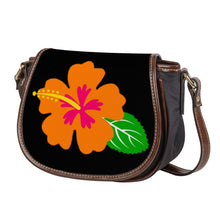 Load image into Gallery viewer, Ti Amo I love you - Exclusive Brand  - Black - Hawaiian Flower -  Saddle Bag
