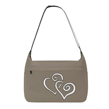 Load image into Gallery viewer, Ti Amo I love you - Exclusive Brand - Makara Brown - Double White Heart - Journey Computer Shoulder Bag
