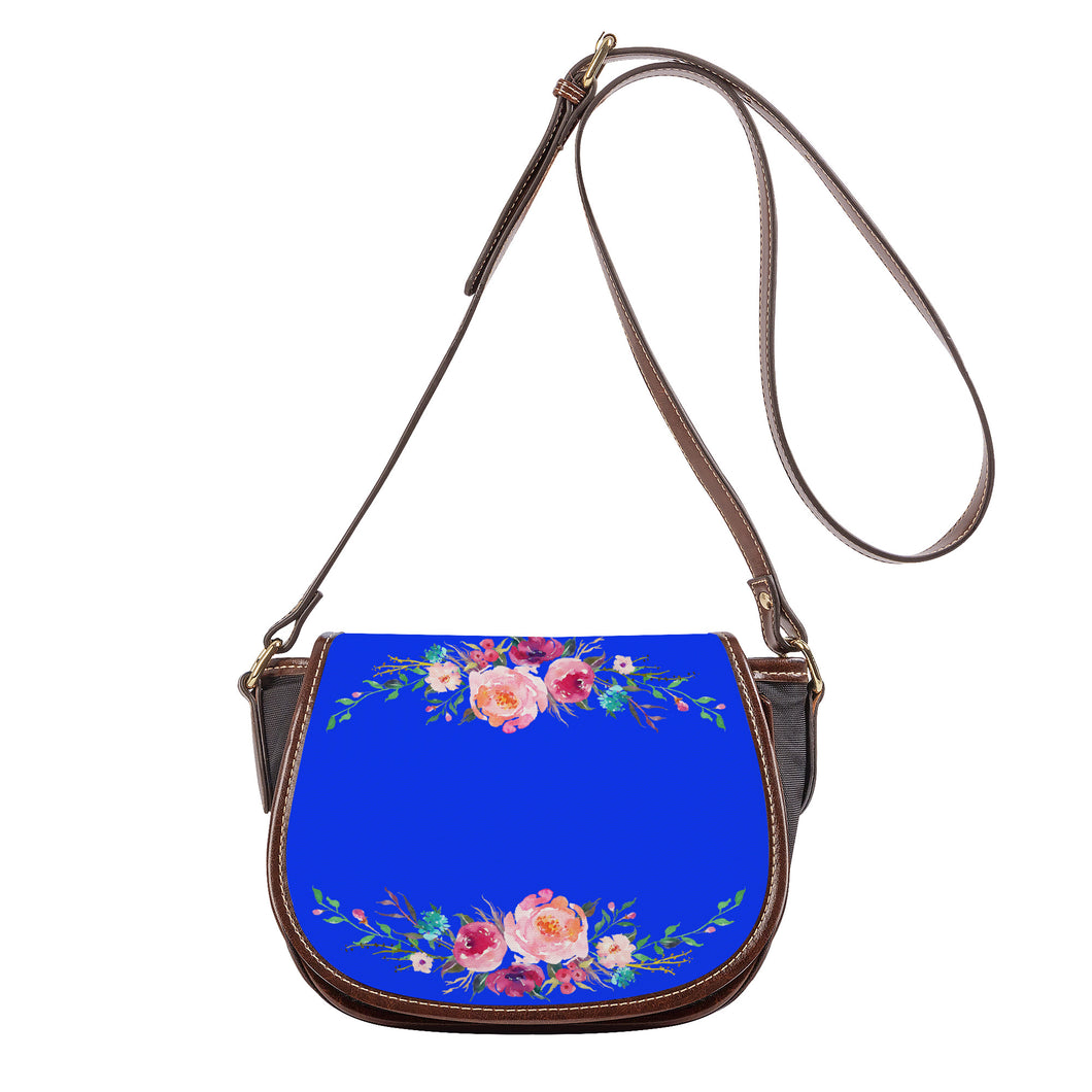 Ti Amo I love you - Exclusive Brand - Blue Blue Eyes - Front & Top Floral Swag - Saddle Bag