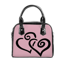 Load image into Gallery viewer, Ti Amo I love you - Exclusive Brand - Cavern Pink 2 - Double Black Heart -  Shoulder Handbag
