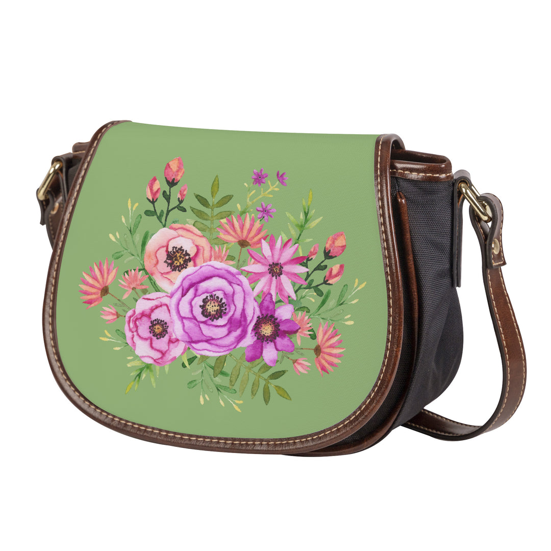 Ti Amo I love you - Exclusive Brand - Olivine - Floral Bouquet - Saddle Bag