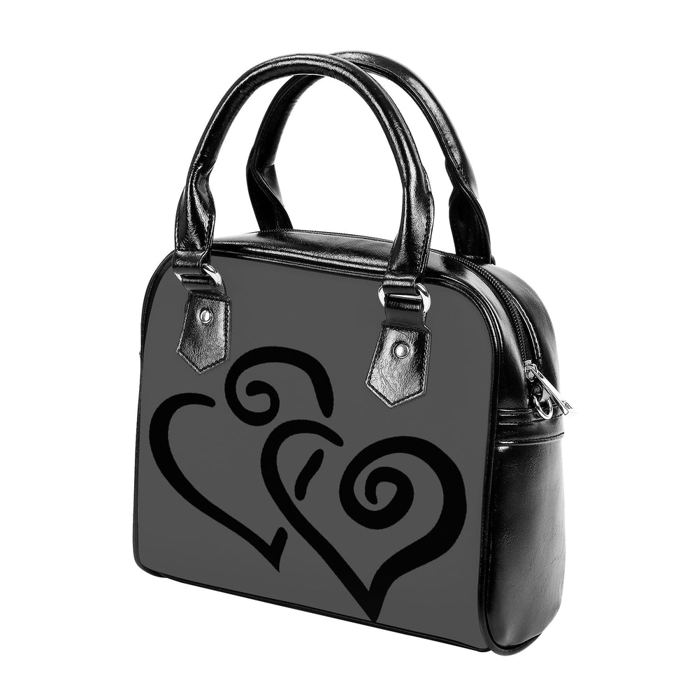 Ti Amo I love you - Exclusive Brand  - Davy's Grey - Double Black Heart -  Shoulder Handbag