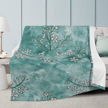 Load image into Gallery viewer, Ti Amo I love you - Exclusive Brand  - Faded Jade Floral Pattern - Micro Fleece Blankets
