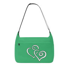 Load image into Gallery viewer, Ti Amo I love you - Exclusive Brand - Medium Sea Green - Double White Heart - Journey Computer Shoulder Bag
