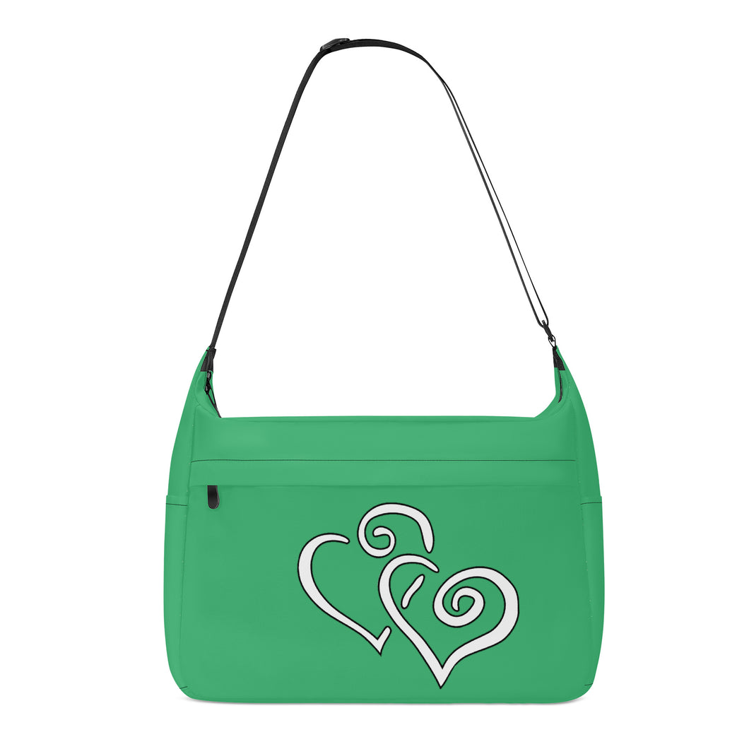 Ti Amo I love you - Exclusive Brand - Medium Sea Green - Double White Heart - Journey Computer Shoulder Bag