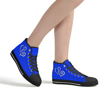 Load image into Gallery viewer, Ti Amo I love you - Exclusive Brand  - Blue Blue Eyes - Double White Heart High-Top Canvas Shoes - Black Soles
