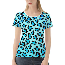 Load image into Gallery viewer, Ti Amo I love you - Exclusive Brand - Bright Turqoiuse &amp; Ice Cold Leopard Pattern - Women&#39;s T shirt - Sizes XS-2XL
