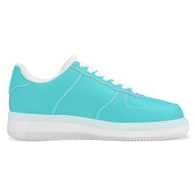 Load image into Gallery viewer, Ti Amo I love you - Exclusive Brand  - Medium Turquoise Blue- Transparent Low Top Air Force Leather Shoes
