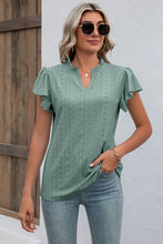 Load image into Gallery viewer, Eyelet Notched Flutter Sleeve T-Shirt
