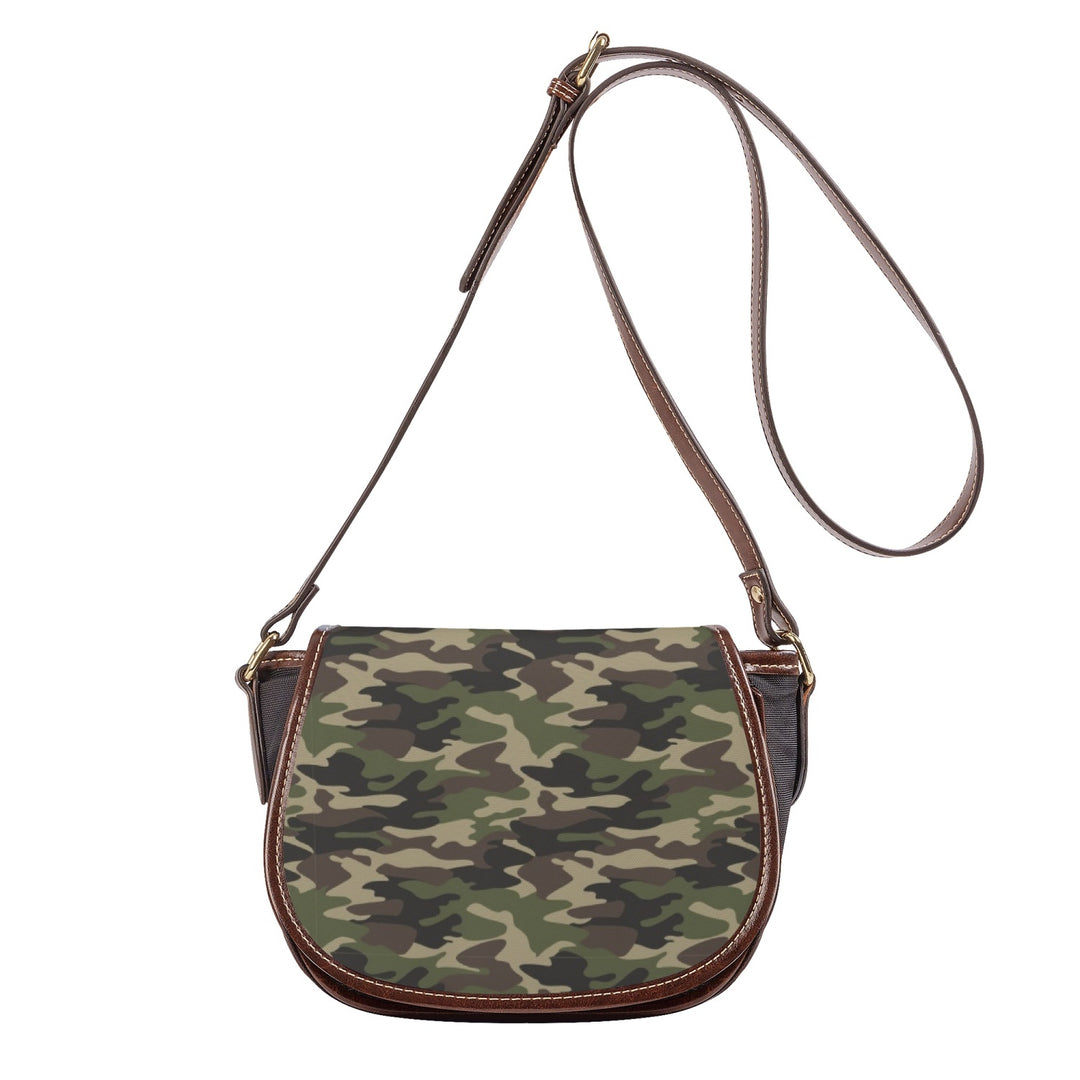 Ti Amo I love you - Exclusive Brand - Green Camouflage - PU Leather Flap Saddle Bag