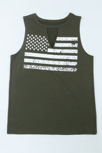 Load image into Gallery viewer, US Flag Graphic Cutout Round Neck Tank
