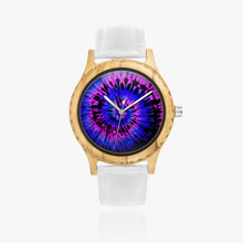 Load image into Gallery viewer, Ti Amo I love you - Exclusive Brand - Persian Blue &amp; Heliotrope - Tie-Dye - Unisex Designer Italian Olive Wood Watch - Leather Strap 45mm White
