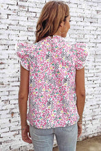 Load image into Gallery viewer, Floral Mock Neck Short Sleeve Blouse
