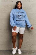 Load image into Gallery viewer, Simply Love Simply Love Full Size HAPPY MIND HAPPY LIFE SKULL Graphic Sweatshirt
