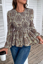 Load image into Gallery viewer, Smocked Printed Balloon Sleeve Blouse
