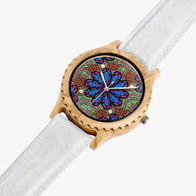 Load image into Gallery viewer, Ti Amo I love you - Exclusive Brand - Flower Pattern - Womens Designer Italian Olive Wood Watch - Leather Strap
