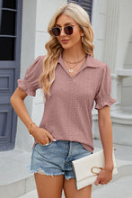 Load image into Gallery viewer, 8 Colors - Eyelet Johnny Collar Short Sleeve Blouse
