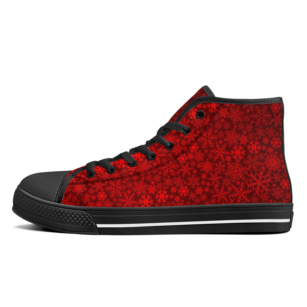 Ti Amo I love you - Exclusive Brand - Christmas Snow Flake - High-Top Canvas Shoes - Black Soles