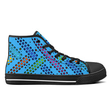 Load image into Gallery viewer, Ti Amo I love you - Exclusive Brand - Medium Cyan Blue - Deco Dots - High-Top Canvas Shoes - Black Soles
