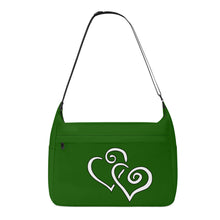 Load image into Gallery viewer, Ti Amo I love you - Exclusive Brand  - Lincoln Green -  Double White Heart - Journey Computer Shoulder Bag
