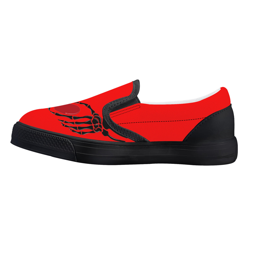 Ti Amo I love you - Exclusive Brand  - Red - Skeleton Hands with Heart  - Kids Slip-on shoes - Black Soles