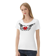 Load image into Gallery viewer, Ti Amo I love you - Exclusive Brand  - White - Skeleton Hands with Heart  -Women&#39;s T shirt - Sizes XS-2XL
