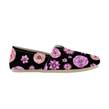 Load image into Gallery viewer, Ti Amo I love you  - Exclusive Brand  - Black with Flowers - Womens Casual Flats - Ladies Driving Shoes
