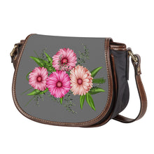 Load image into Gallery viewer, Ti Amo I love you - Exclusive Brand - Dove Gray - Pink Floral - Saddle Bag
