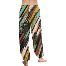 Load image into Gallery viewer, Ti Amo I love you  - Exclusive Brand - Black with Colorful Horizontal Stripes - Women&#39;s Harem Pants
