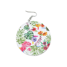 Load image into Gallery viewer, Ti Amo I love you - Exclusive Brand - Multicolored Floral- Geometric Round Wooden Earrings
