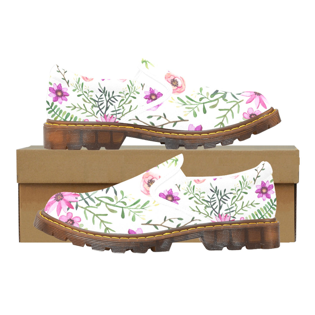 Ti Amo I love you Exclusive Brand  - White Floral - Women's Slip-On Loafer