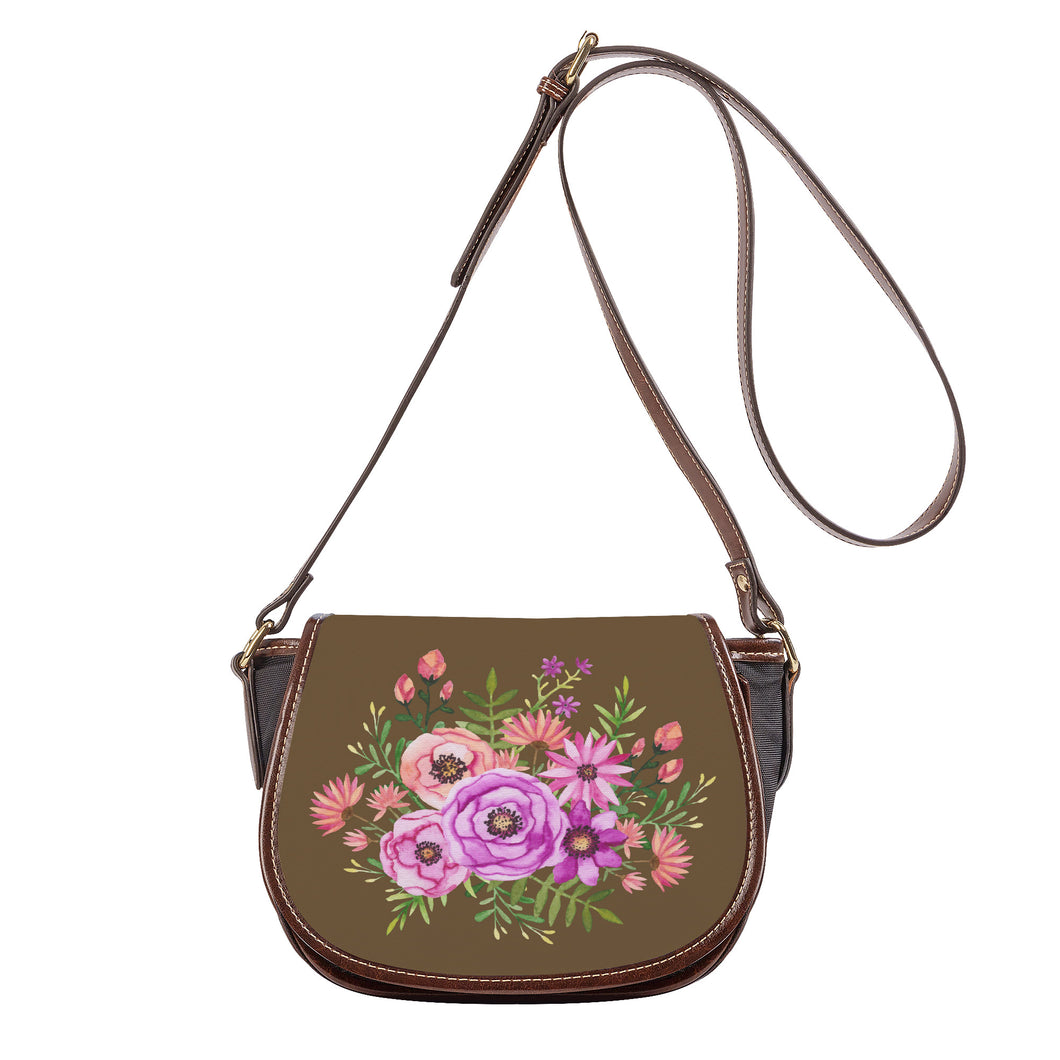 Ti Amo I love you - Exclusive Brand - Aged Bronze - Floral Bouquet - Saddle Bag