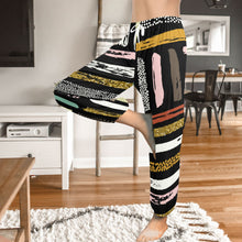 Load image into Gallery viewer, Ti Amo I love you  - Exclusive Brand  - Black Colorful Striped Pattern - Women&#39;s Harem Pants
