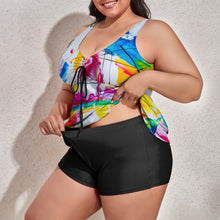 Load image into Gallery viewer, Ti Amo I love you - Exclusive Brand  - Multi-Color Paint Strokes - Women&#39;s Split 2pc Swimsuit
