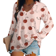 Load image into Gallery viewer, Ti Amo I love you - Exclusive Brand - Pink Cherries - Women&#39;s Long Sleeve Loose Tee - Sizes S-5XL
