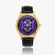 Load image into Gallery viewer, Ti Amo I love you - Exclusive Brand - Purple &amp; Grey Floral Pattern - Womens Designer Italian Olive Wood Watch - Leather Strap
