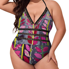 Load image into Gallery viewer, Ti Amo I love you - Exclusive Brand - Waterloo with Mulberry Leaves - Plus Size Swimsuit - Sizes XL- 4XL
