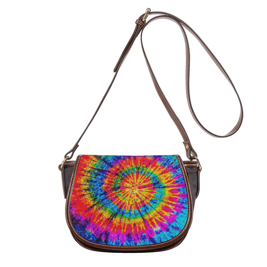 Ti Amo I love you - Exclusive Brand - Rainbow Tie-Dye - PU Leather Flap Saddle Bag