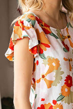 Load image into Gallery viewer, Floral Flutter Sleeve Round Neck Blouse
