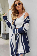 Load image into Gallery viewer, Woven Right Striped Open Front Hooded Cardigan
