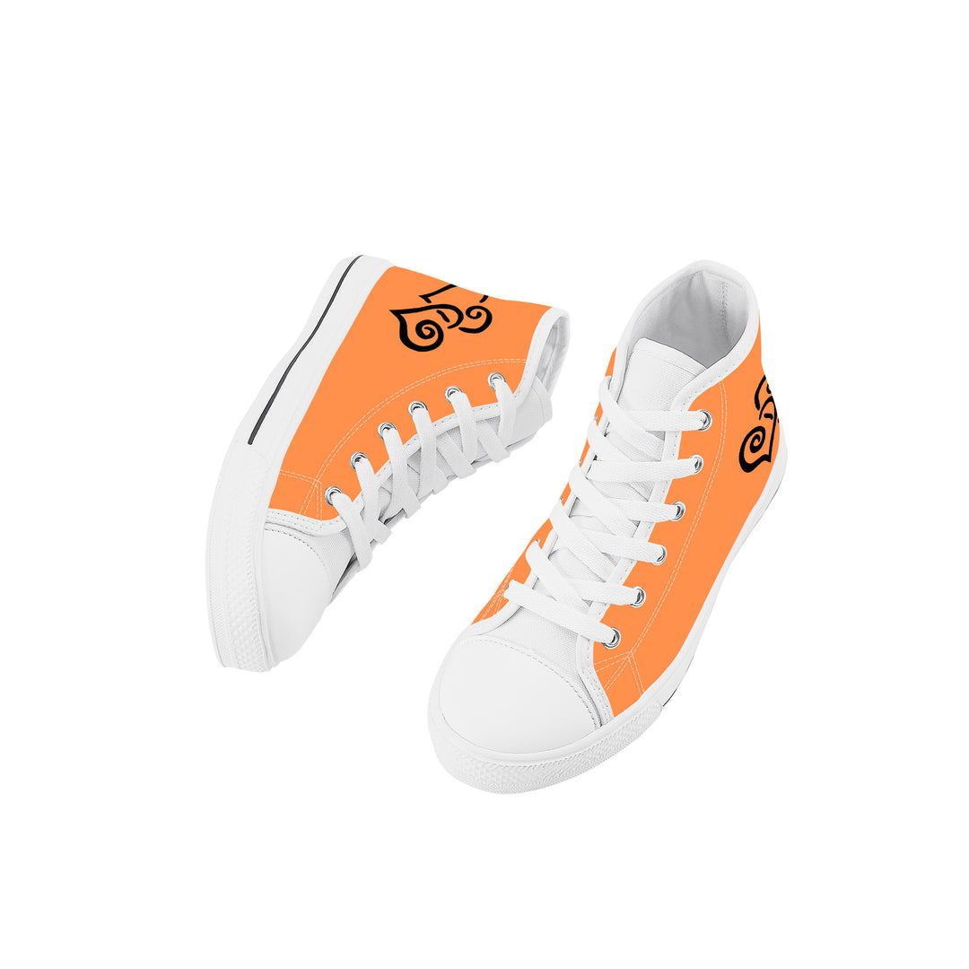 Ti Amo I love you - Exclusive Brand - Coral- Double Black Heart - Kids High Top Canvas Shoes