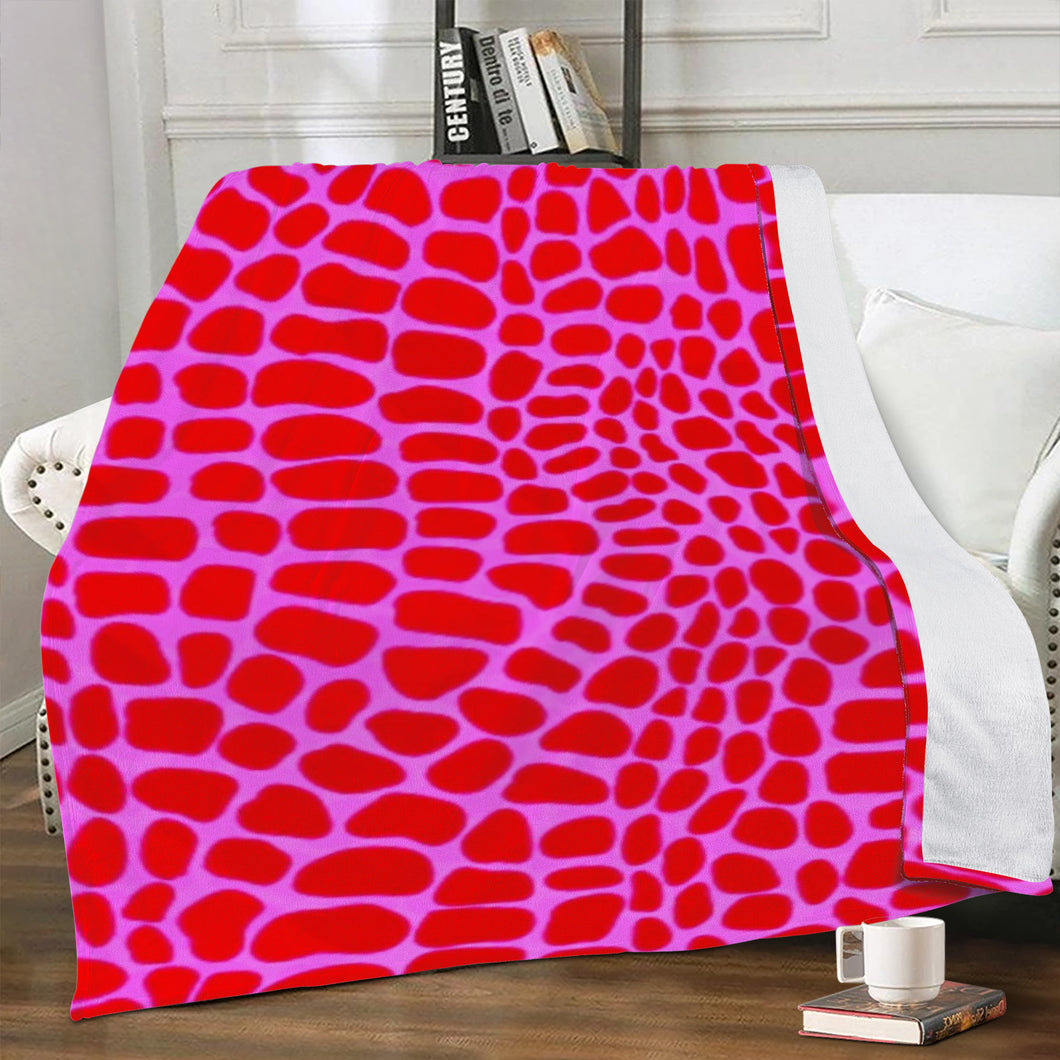 Ti Amo I love you - Exclusive Brand - Heliotrope & Red Reptile Skin Pattern - Micro Fleece Blankets